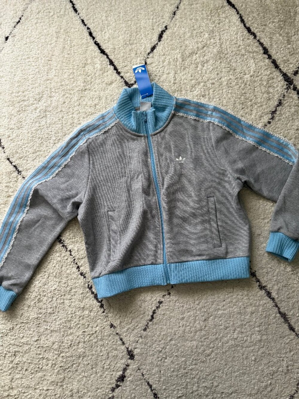 adidas originals women's gray/blue/white lace sweater - BNWT size M and L